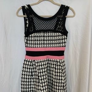 Herve Leger Black and White Houndstooth Mini Dress